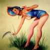 Time to dress up like a baby with a tiny scythe and cut the grass again!  Being a girl is hard work!